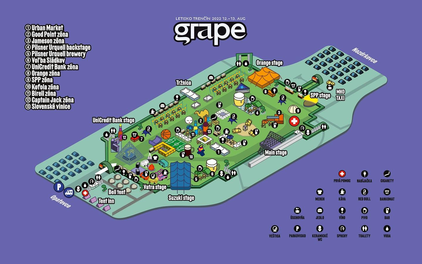 Mapa festivalu Grape 2022